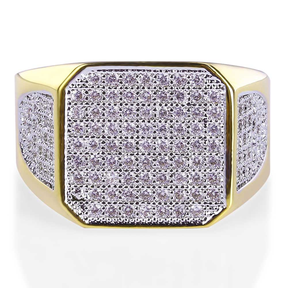 Golden Business Full Diamond Ring For Men