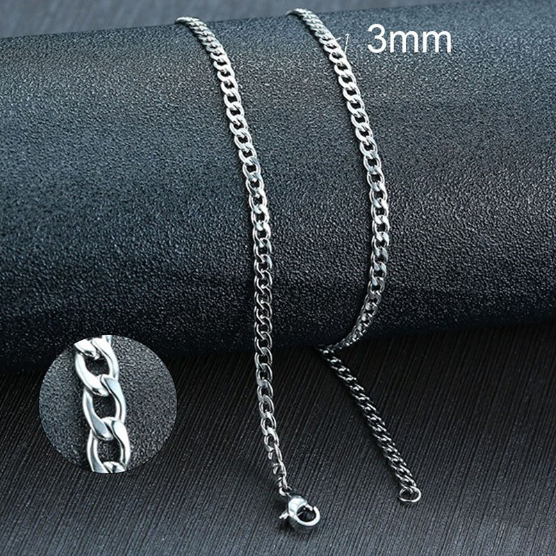 BaSiC PuNk StaiNleSS Steel NeCklaCe For MeN WoMeN CurB CuBaN