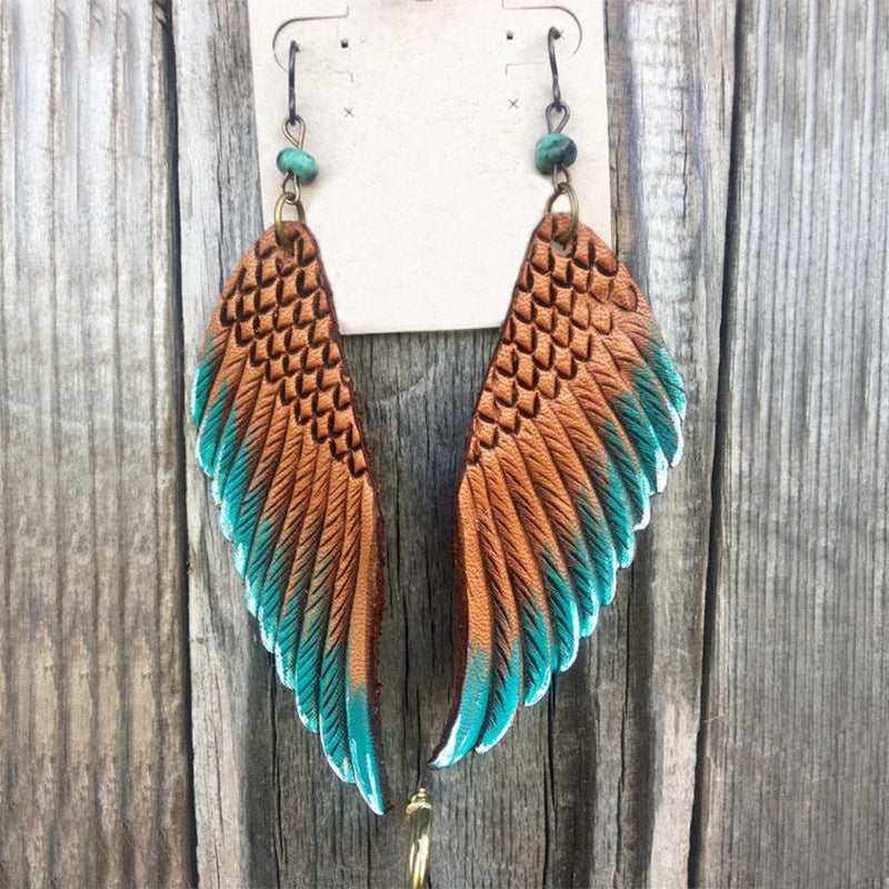 Angel Wings Two-tone Leather Earrings