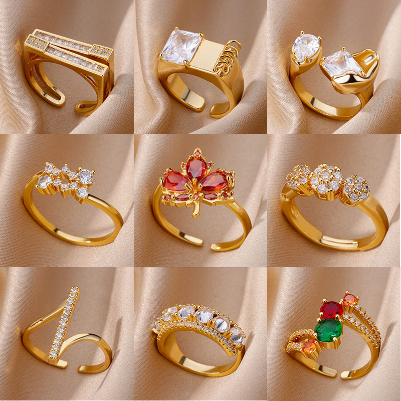 Minority Fashion Personalized High-grade Gang Drill Square Ring