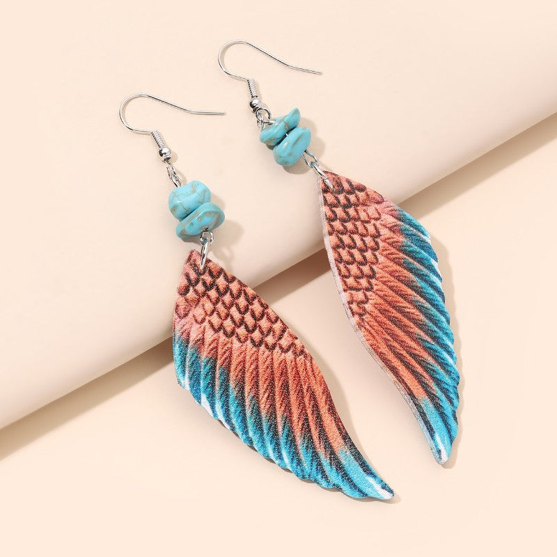 Angel Wings Two-tone Leather Earrings