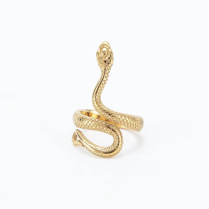 Long Alloy Men's And Women's Serpentine Ring Punk Metal Animal Retro Exaggerated Snake Ring