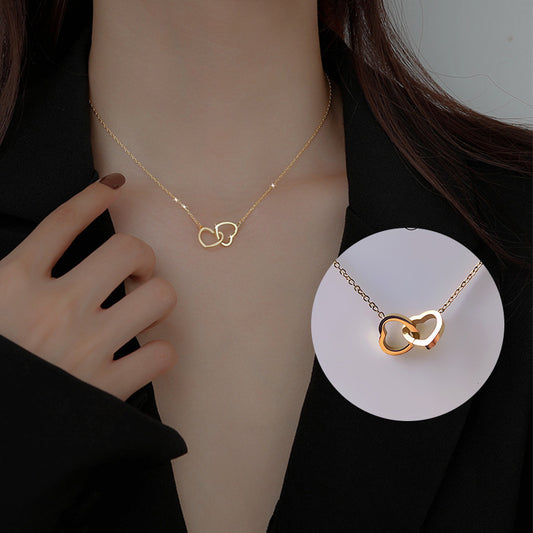 Double Ring Heart - Clavicle Chain