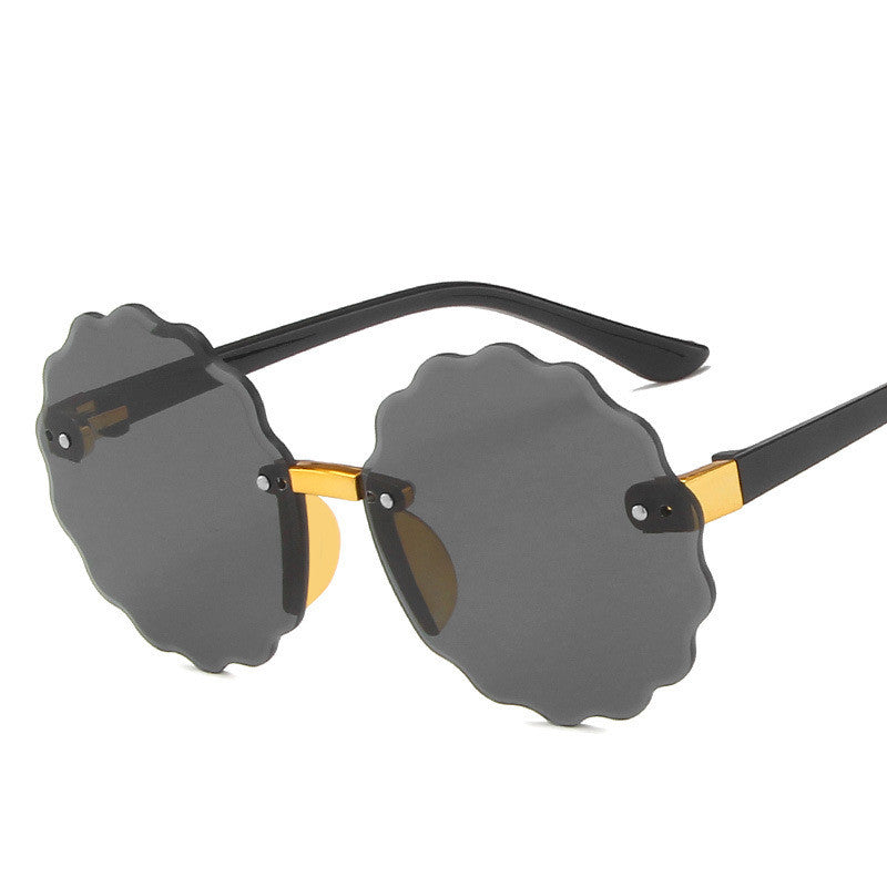 Frameless Trimming New Children's Round Sunglasses