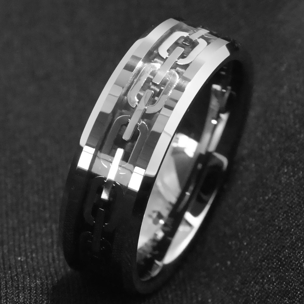 Geometric Cutout Chain Ring For Men