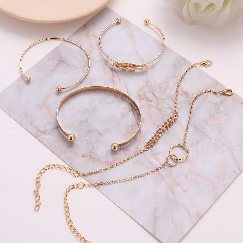 Floral leaf five-piece chain