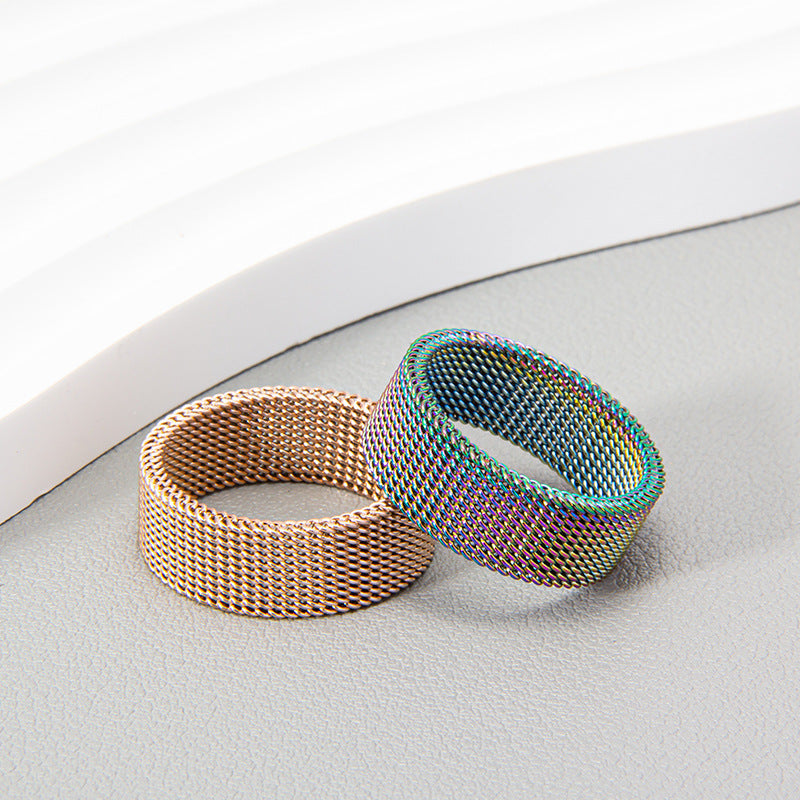 Titanium Steel Woven Mesh Deformation Ring