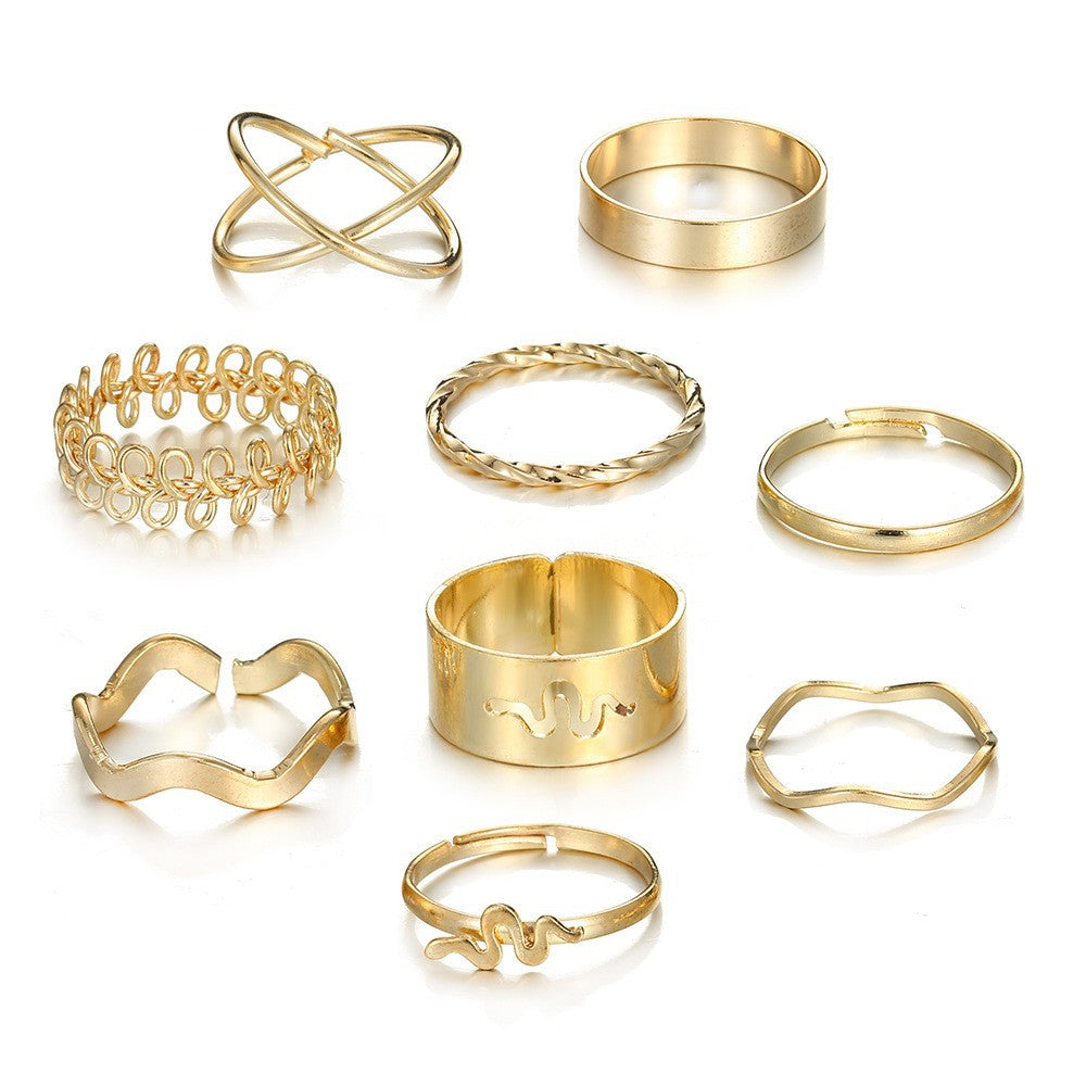 Snake Openwork Ring - Set Of 9 Pieces