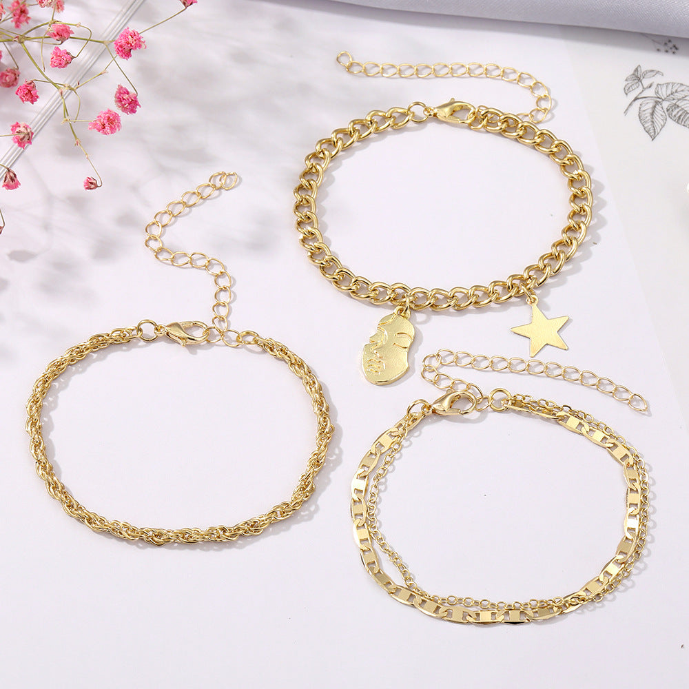 Retro Five-pointed Star Bracelet Four-piece Set