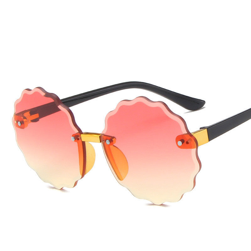 Frameless Trimming New Children's Round Sunglasses