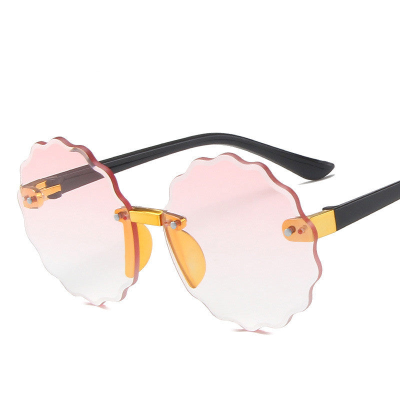 Frameless Trimming New Children's Round Sunglasses