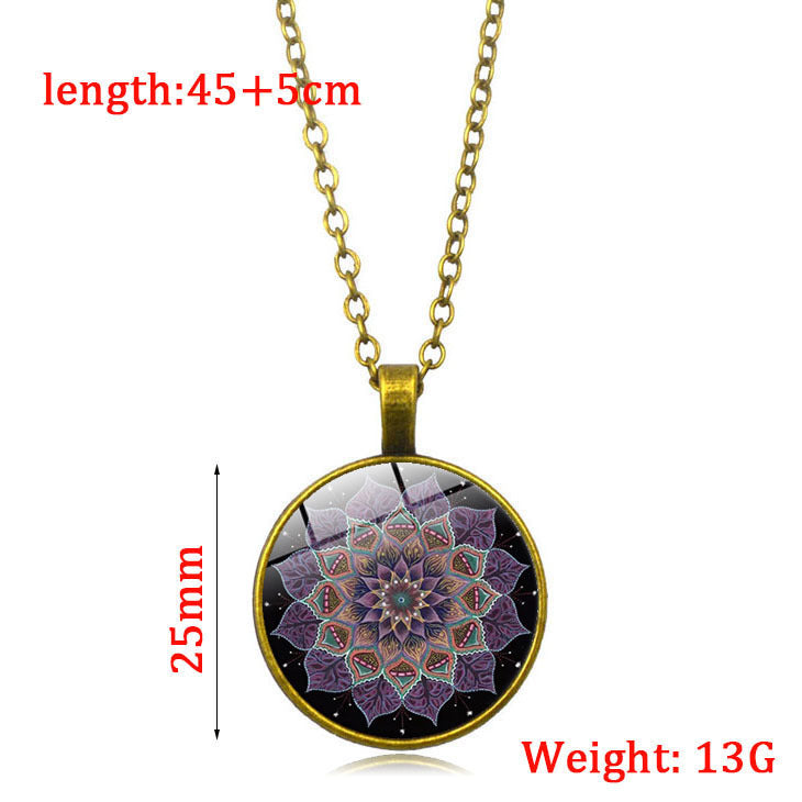 Yoga Mandala Spending Time Gem Necklace Versatile For Men And Women