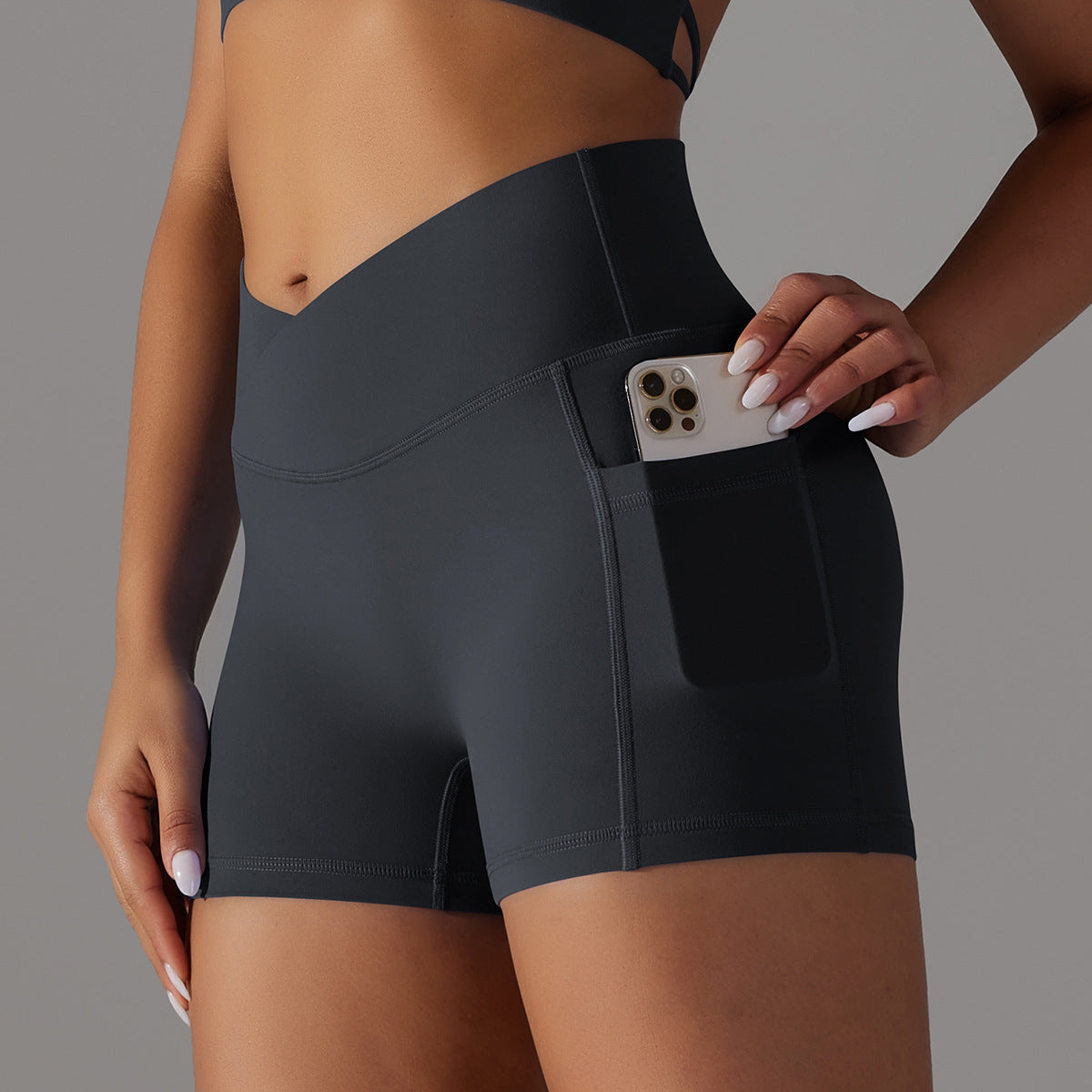 Yoga Shorts With Phone Pocket