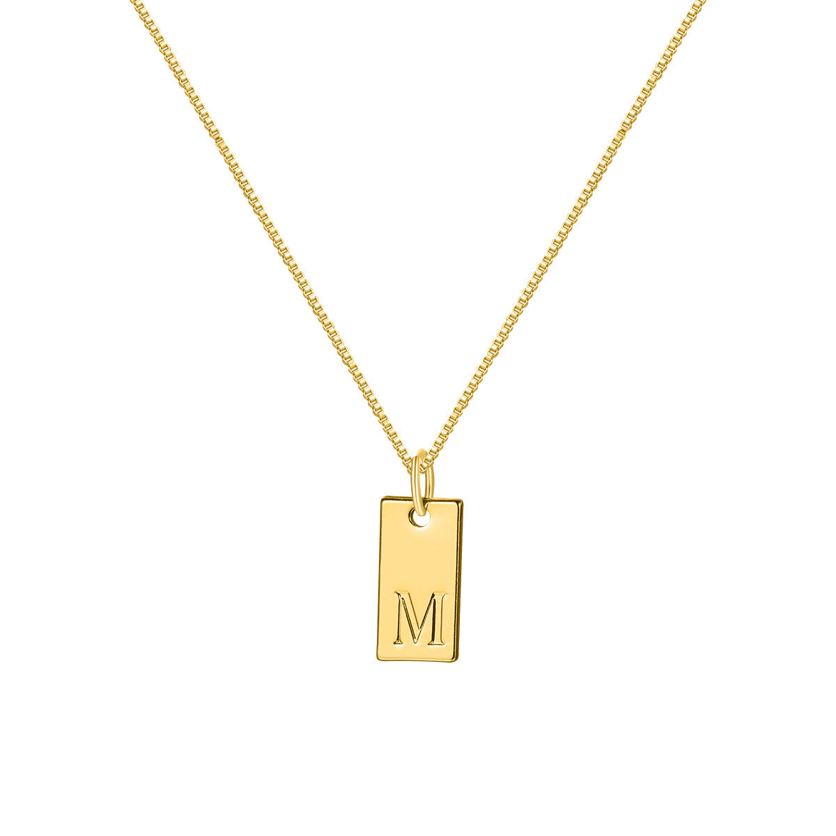 English Letter Necklace Creative Box Chain English Letter Square Pendant Clavicle Chain