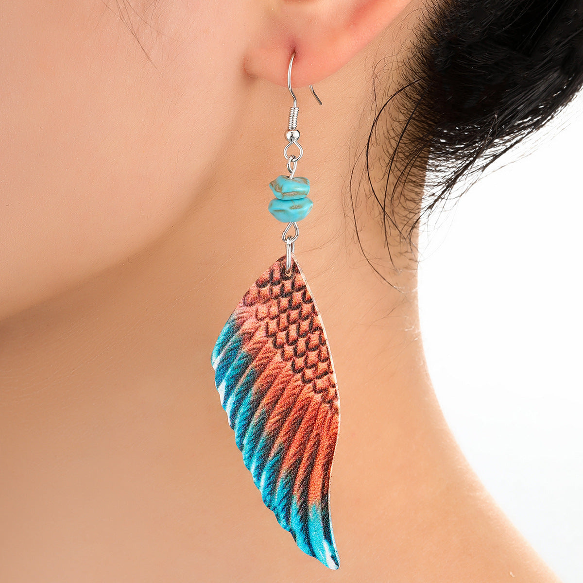 Angel Wings Two-tone Leather Earrings