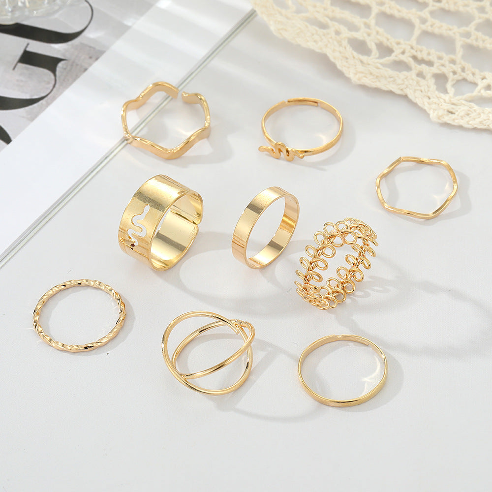 Snake Openwork Ring - Set Of 9 Pieces