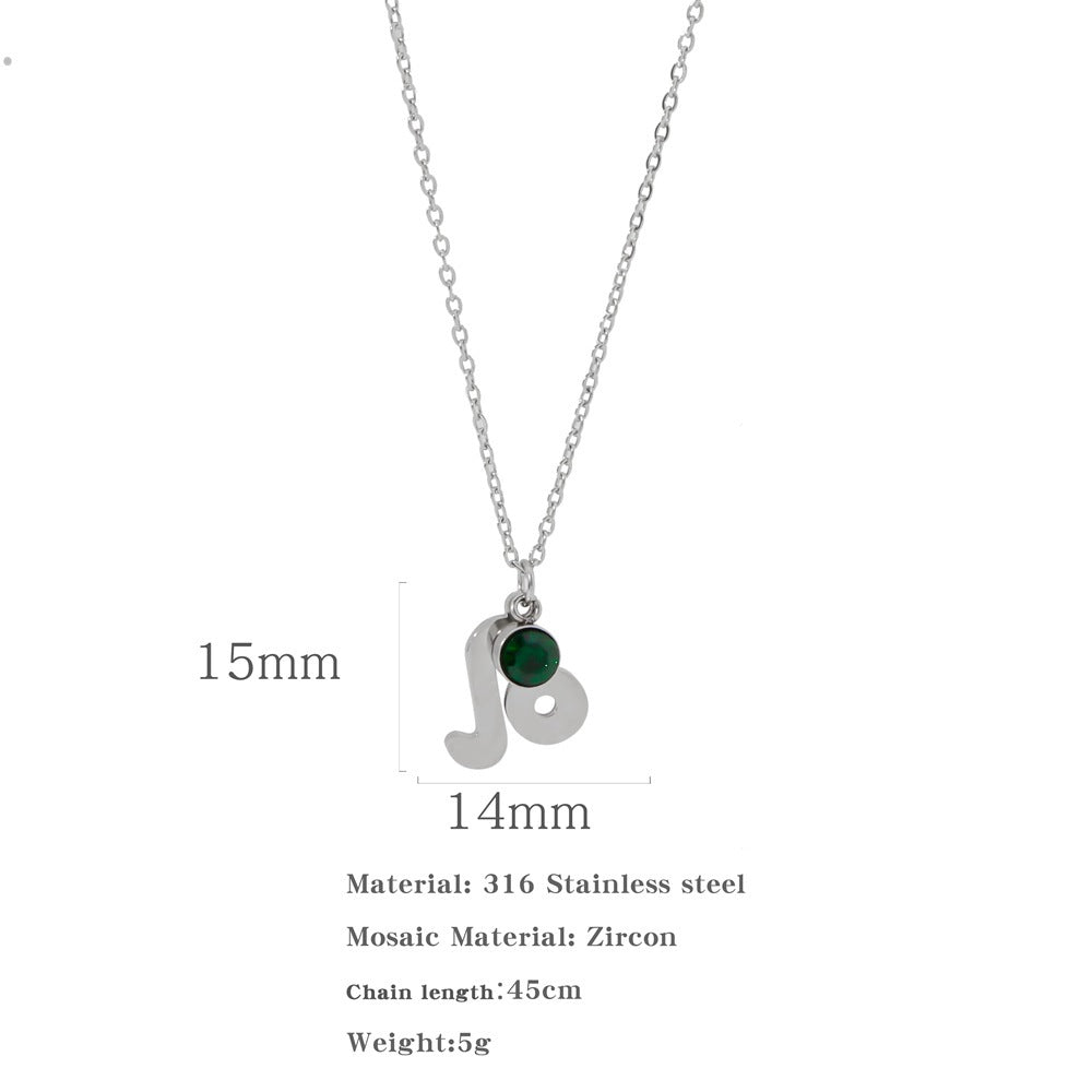 Necklace Stainless Steel Zircon Ornament