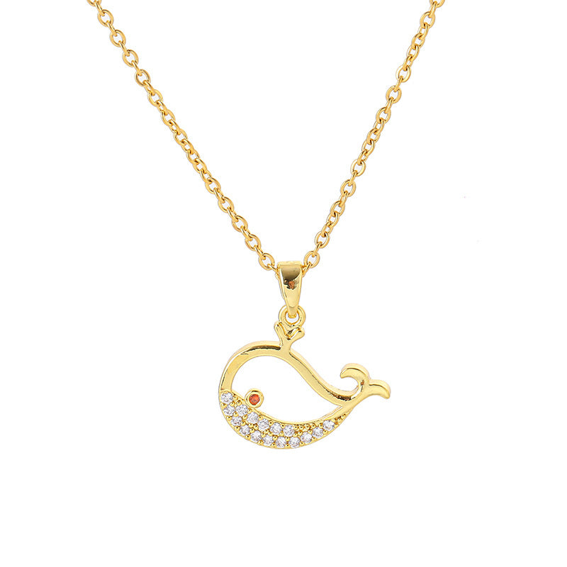 Cute Dancing Whale Titanium Steel Necklace For Women