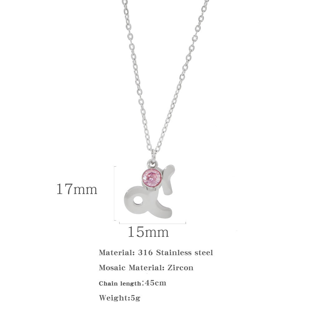 Necklace Stainless Steel Zircon Ornament