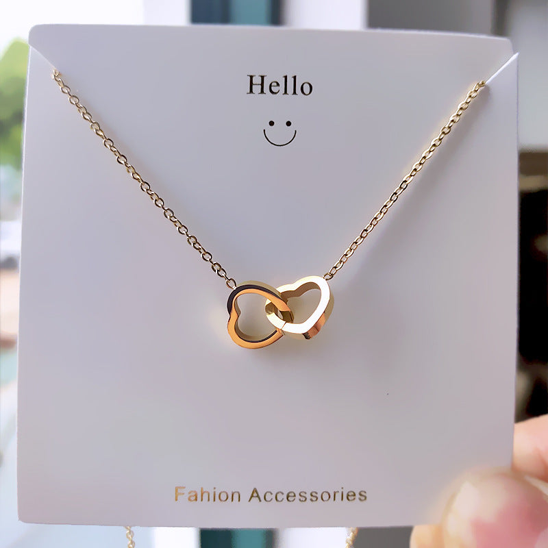 Double Ring Heart - Clavicle Chain