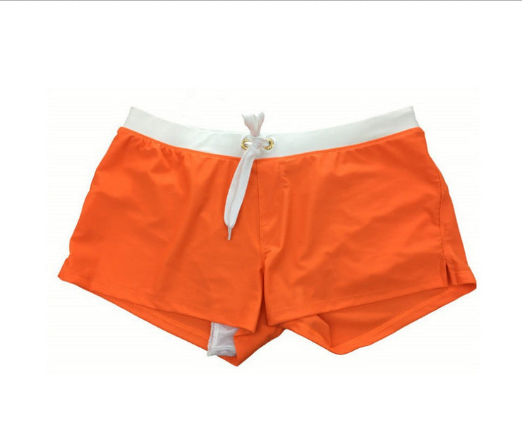 Men's Solid Color Fashion Back Pocket Design Swimming Trunks