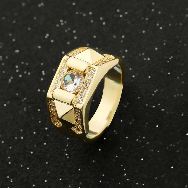 Beautiful Fashion Inlaid Zircon Men Ring Set