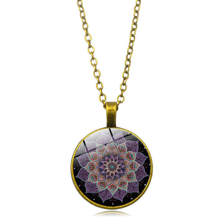 Yoga Mandala Spending Time Gem Necklace Versatile For Men And Women