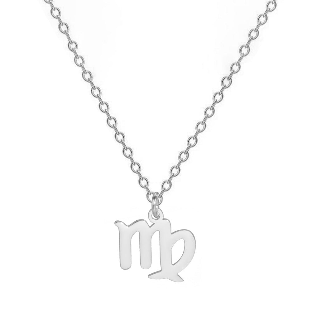 Cross Border Hot Sale Stainless Steel Twelve Constellation Clavicle Chain Plated Temperament Wild Necklace