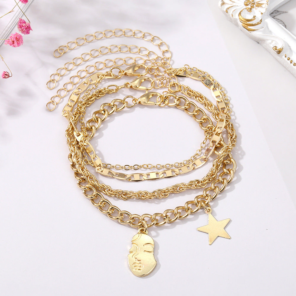 Retro Five-pointed Star Bracelet Four-piece Set