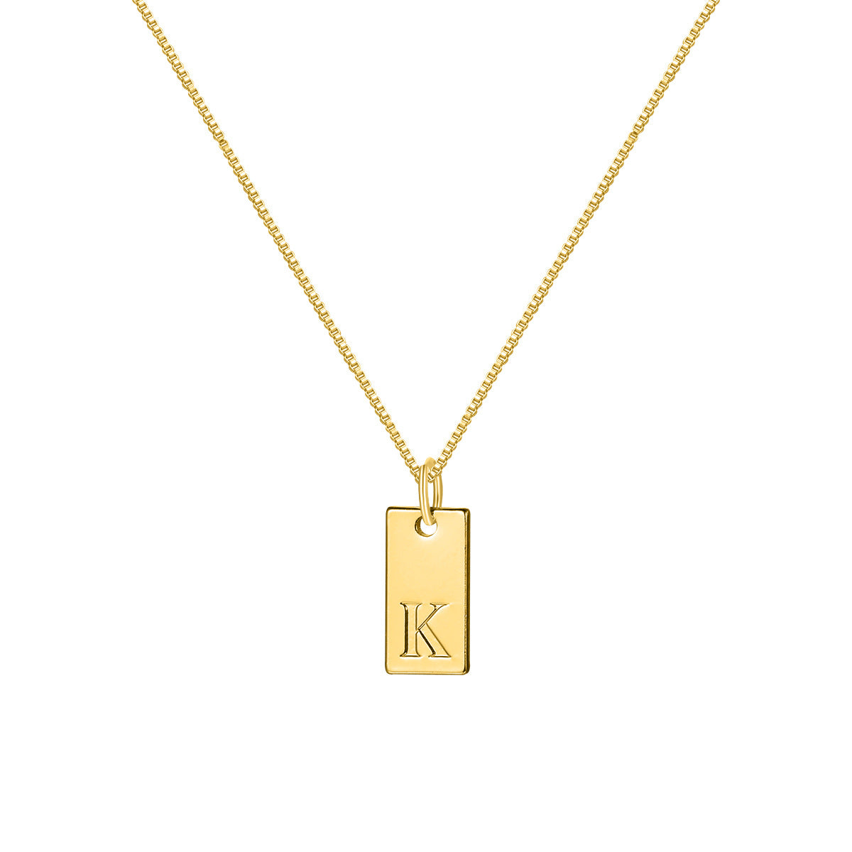 English Letter Necklace Creative Box Chain English Letter Square Pendant Clavicle Chain