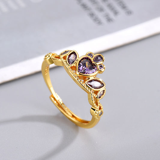 Fashion Hollowed-out Crown Ring Opening Adjustable