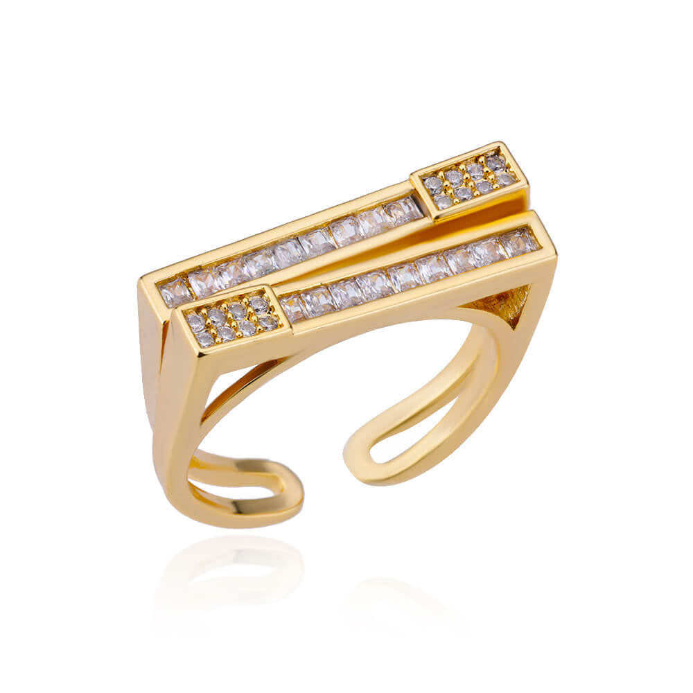 Minority Fashion Personalized High-grade Gang Drill Square Ring