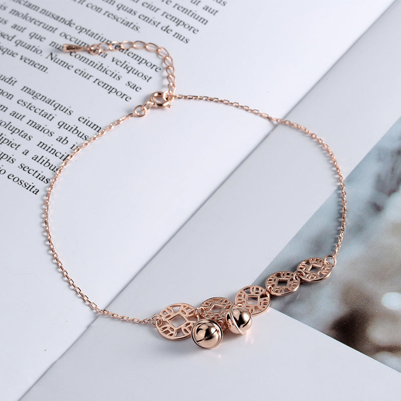 Bracelet de cheville cloches en or rose