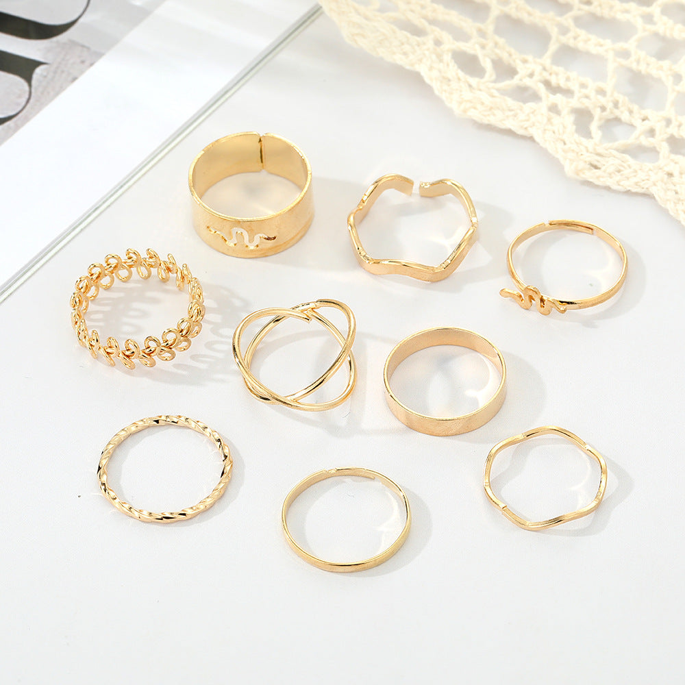 Snake Openwork Ring - Set Of 9 Pieces