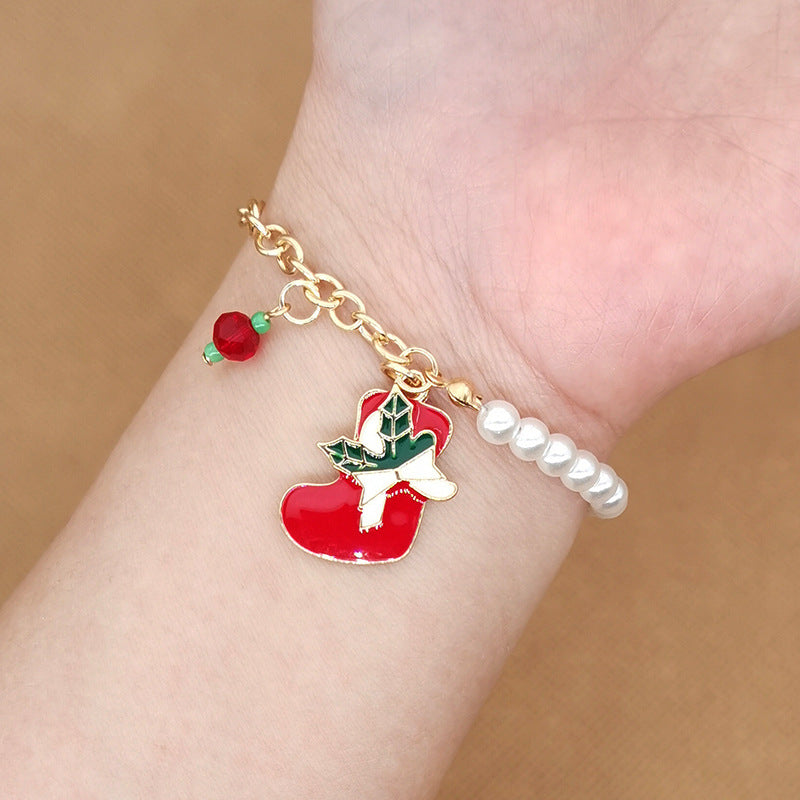 Elk Snowflake Bell Christmas Bracelet